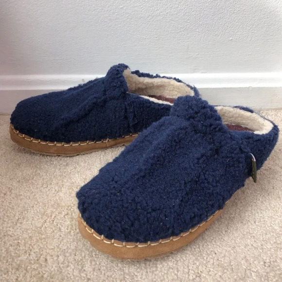 L.L. Bean Navy Blue Pile Fleece Round Toe Cozy Slipper Slides Size 6 - Picture 13 of 13